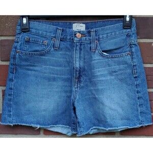 J. Crew High Rise Jean Shorts Womens Size 25 Cut Off Medium Wash Denim 28W